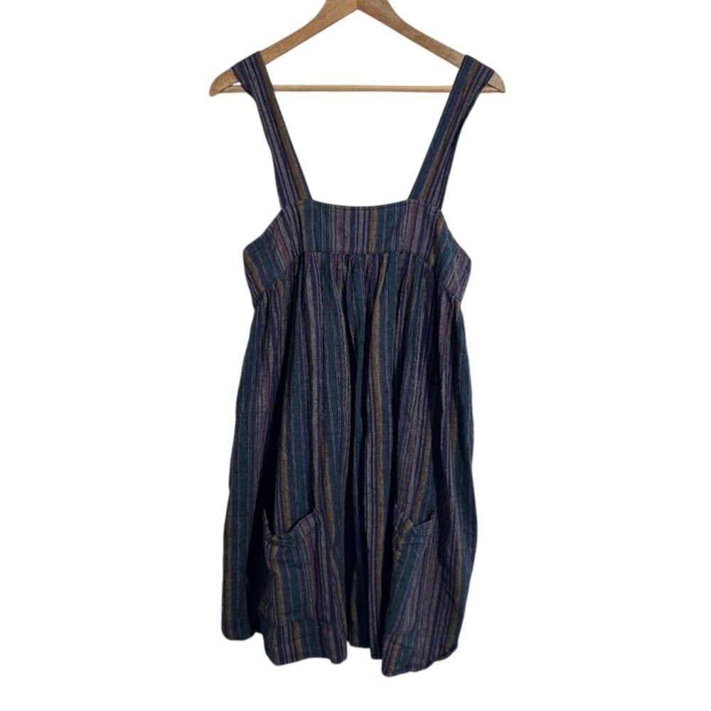 Soul Flower Jumper Dress XXL Striped 100% Cotton Sleeveless Pockets Sustainable